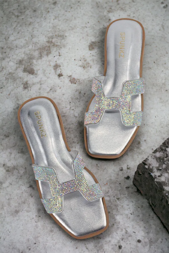 Spunkz Oran Silver Crystal Sandals