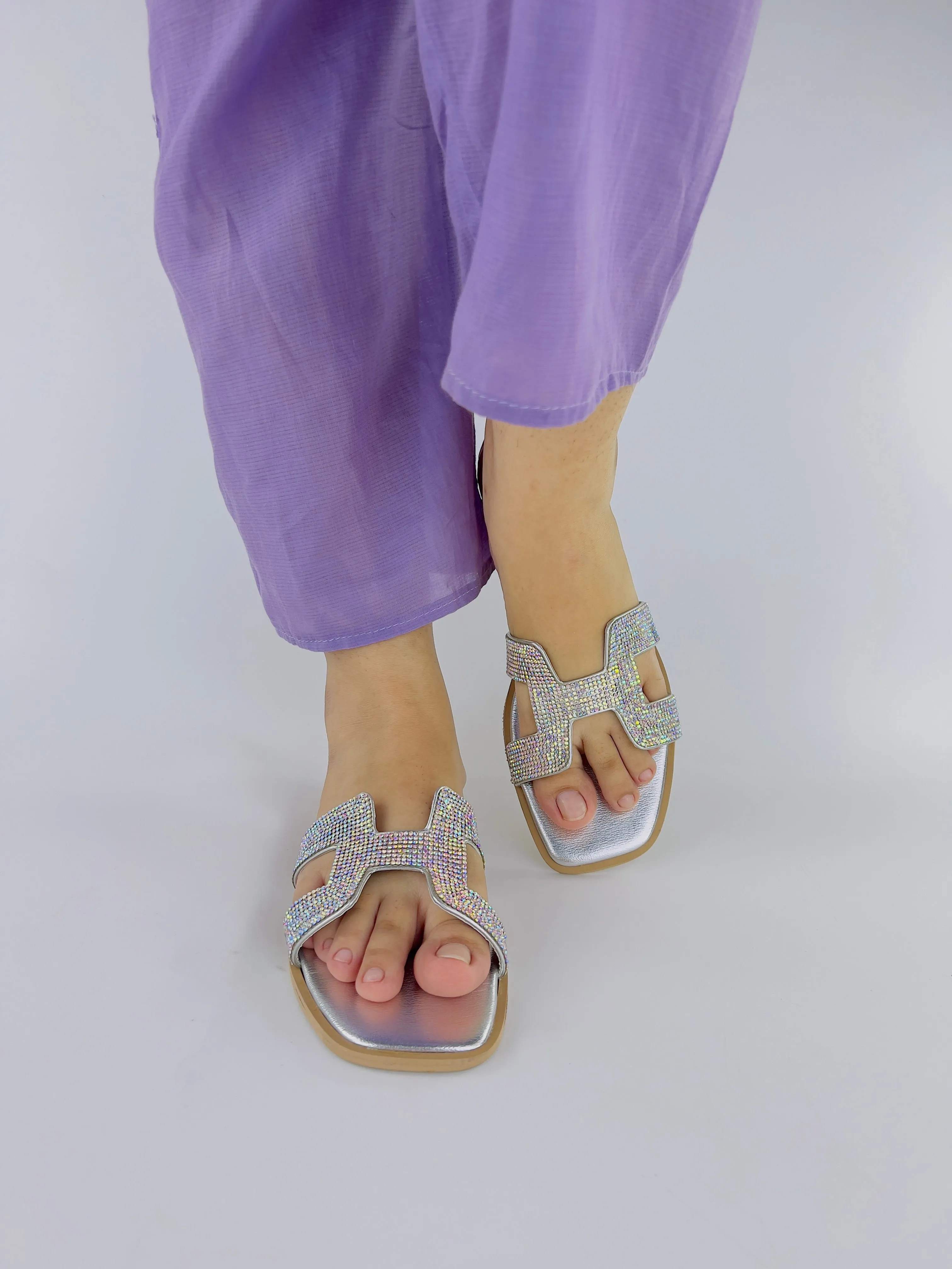 Spunkz Oran Silver Crystal Sandals