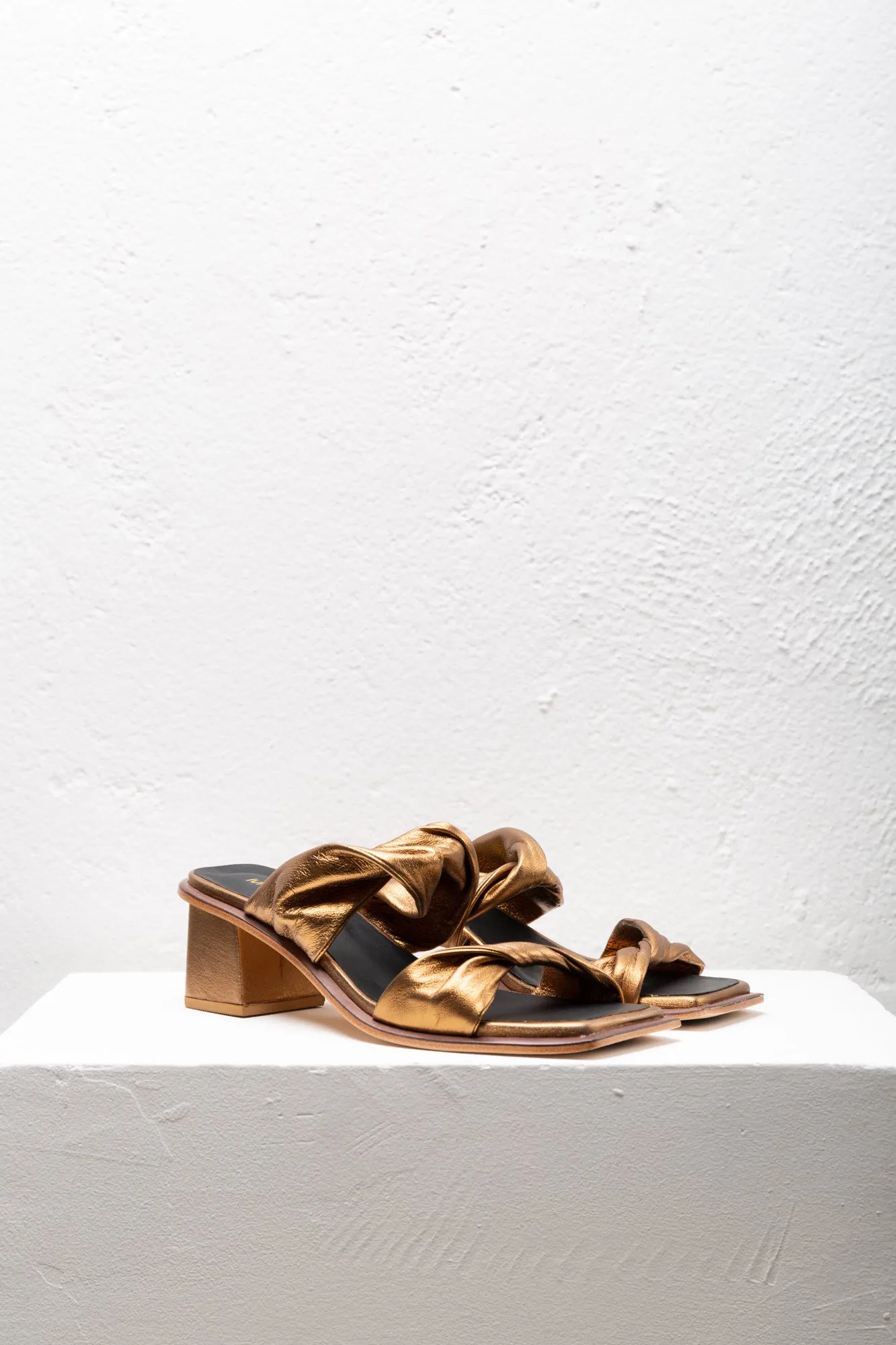 Tina Low Heel Gold Sandals