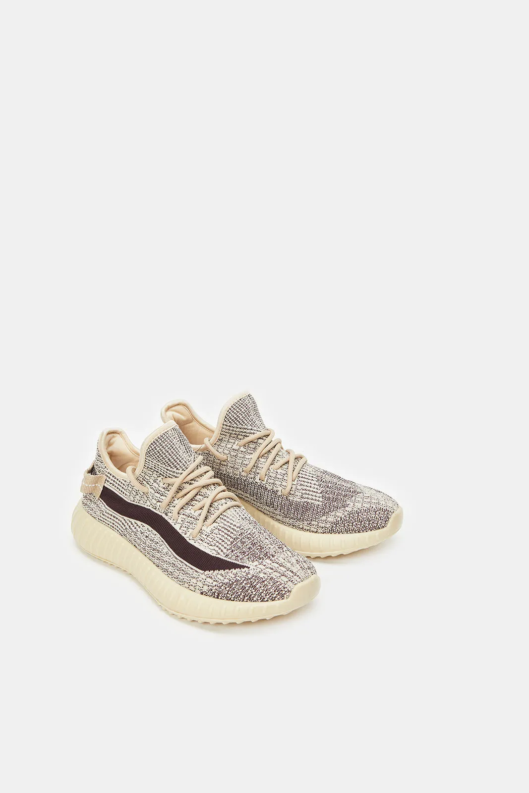 Women Beige Fly knit Sneakers