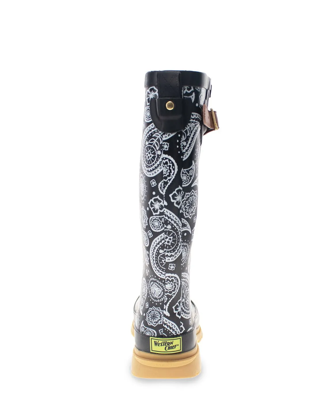 Women's Poppin' Paisley Tall Rain Boot - Black